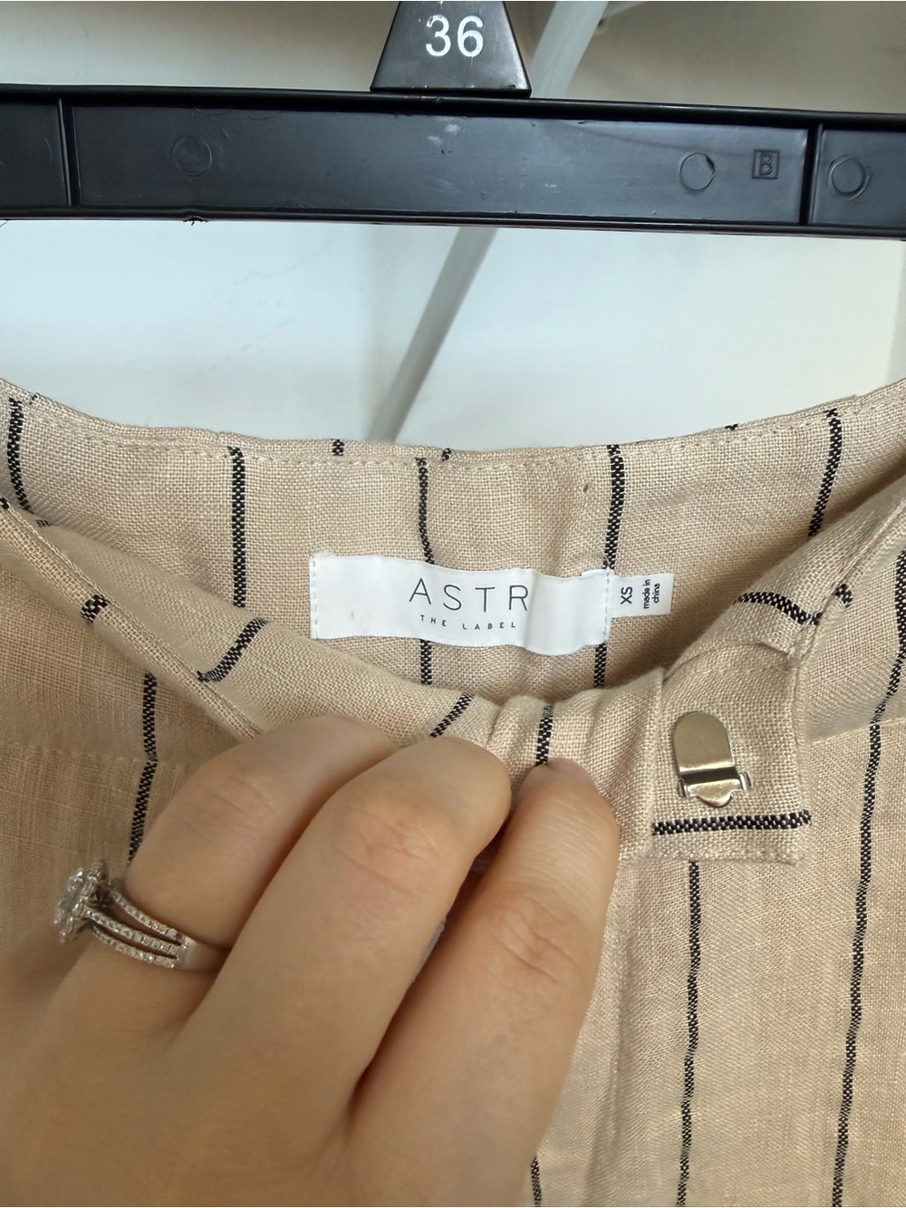 ASTR The Label Beige Striped Drawstring High Waisted Pant - Picture 5 of 8